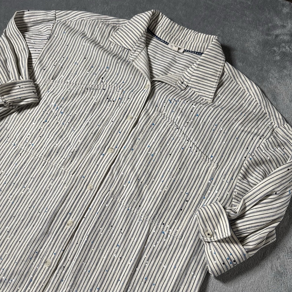 Anthropologie Pilcro Studio Size Small Blue Pattern Smock Button-down Shirt